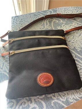 Dooney & Bourke Black Crossbody with Brown Leather Trim